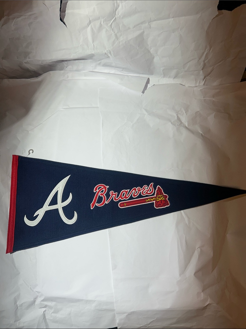 Braves Navy and Red Felt Pennant - Official Team Logo